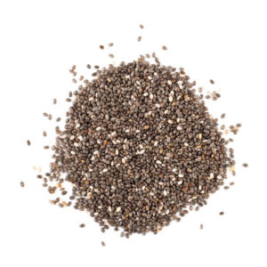 Chia seeds isolated on a white background, top view. spanish sage, healthy food