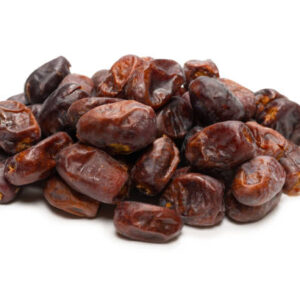 Dried dates isolated on white background. top view.