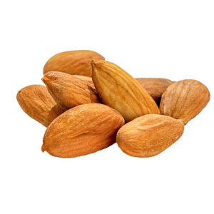 Almond. peeled almond nuts, close up, isolated on a white background.